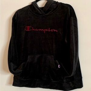 CHAMPION black velour hoodie